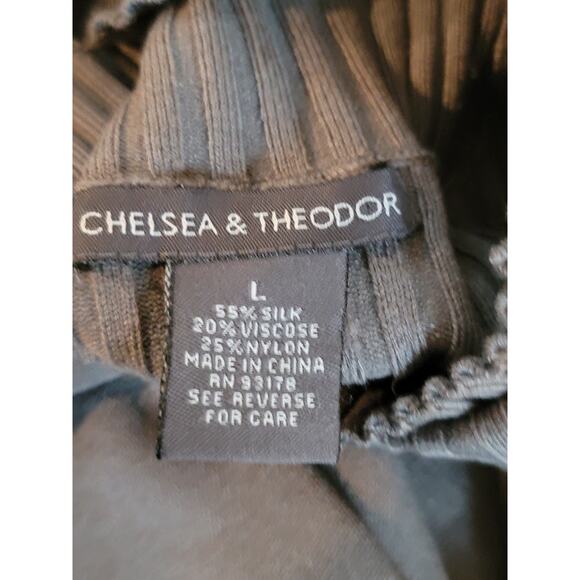 Chelsea and Theodore Top Mock Collar Ribbed Sz L Career Soft Texture Rare Gray - Picture 11 of 12